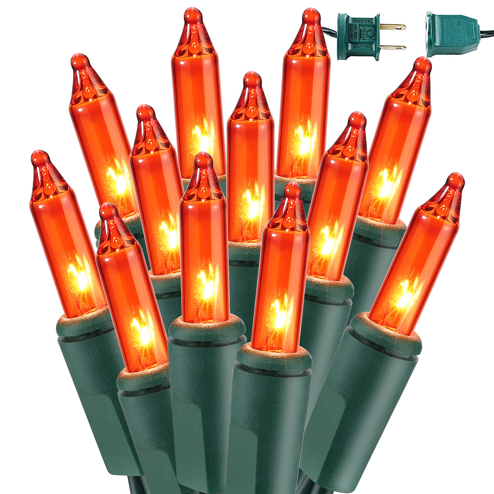 BrizLabs Clear Christmas Lights Outdoor 300 Count 69.6ft Incandescent Christmas Lights Connectable Warm White Light String UL Certified Xmas Mini Light Green Wire for Indoor Tree Holiday Party Decor